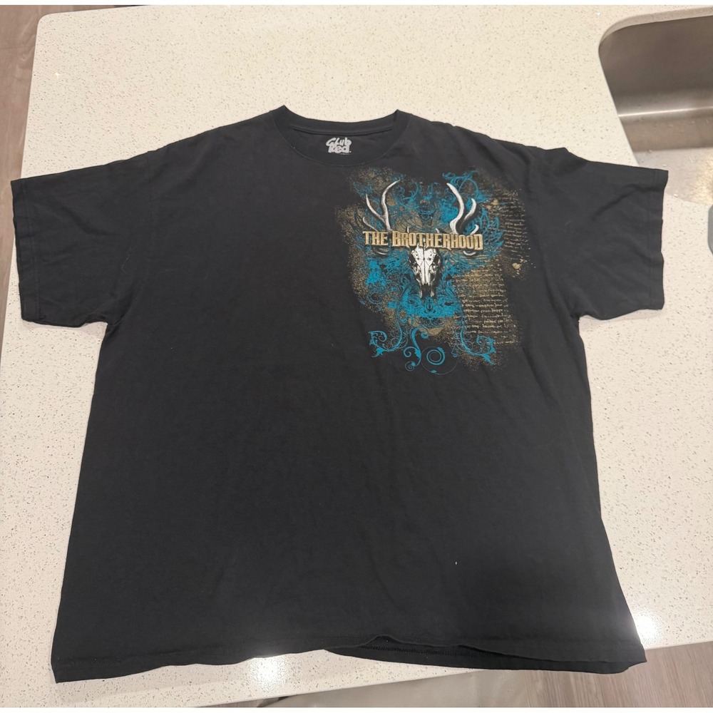 Club Red The Brotherhood Bone Collector Graphic T-Shirt Mens 2XL Black Hunting